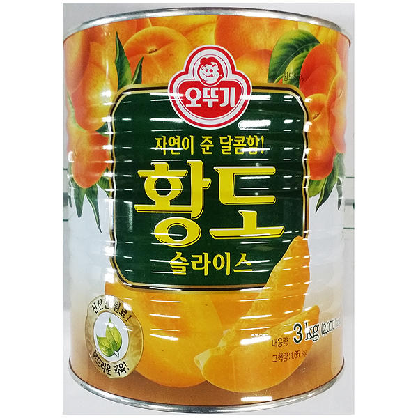(O)황도슬라이스캔,복숭아:중국산,오뚜기,3KG(약110~125조각)/E