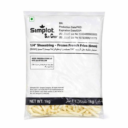 냉동감자튀김,썬크랍,6㎜슈스트링,DC,인도산,심플로트,1KG/PAC