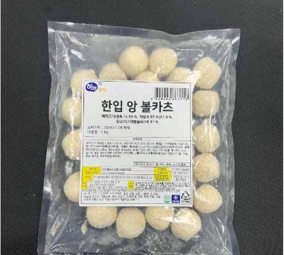 한입앙볼카츠,돈육,계육:국산,하늘,1KG(29~33EA)/PAC