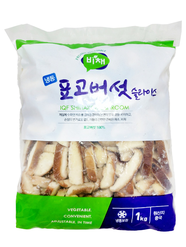 [G]냉동표고버섯,DC,중국산,1KG/PAC,슬라이스,1CM*4~6CM